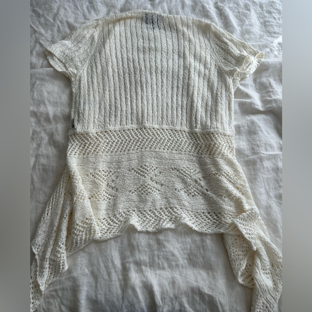 Woolrich Open Knit Long Cardigan XL Seasalt Cotton Duster Coastal Layer Spring - Picture 3 of 8